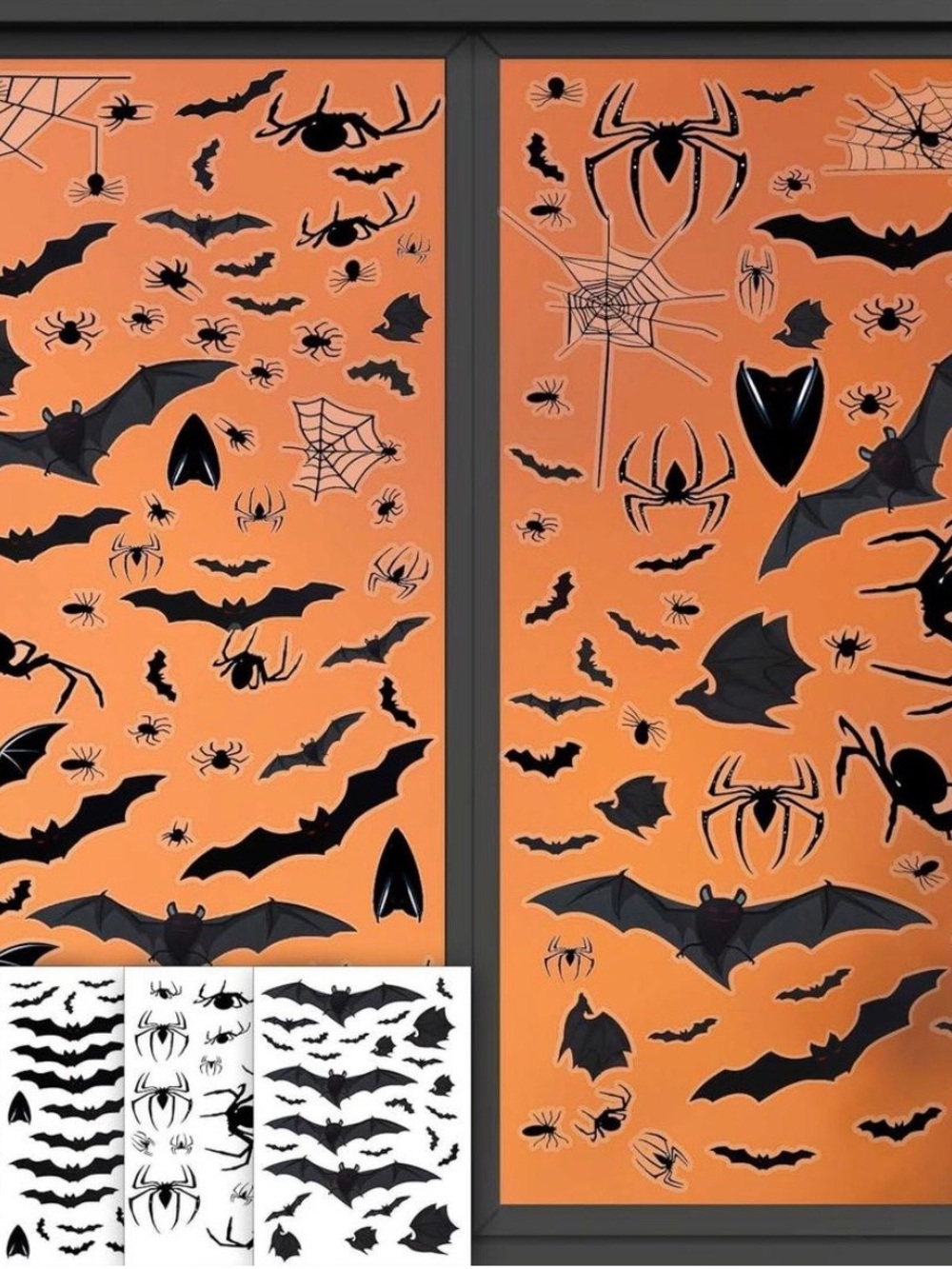 Black Bat & Spider Window Decal Set
